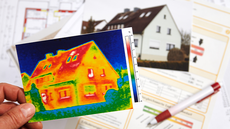 Photo de thermographie d'une maison et performance énergétique DPE, Be-Di