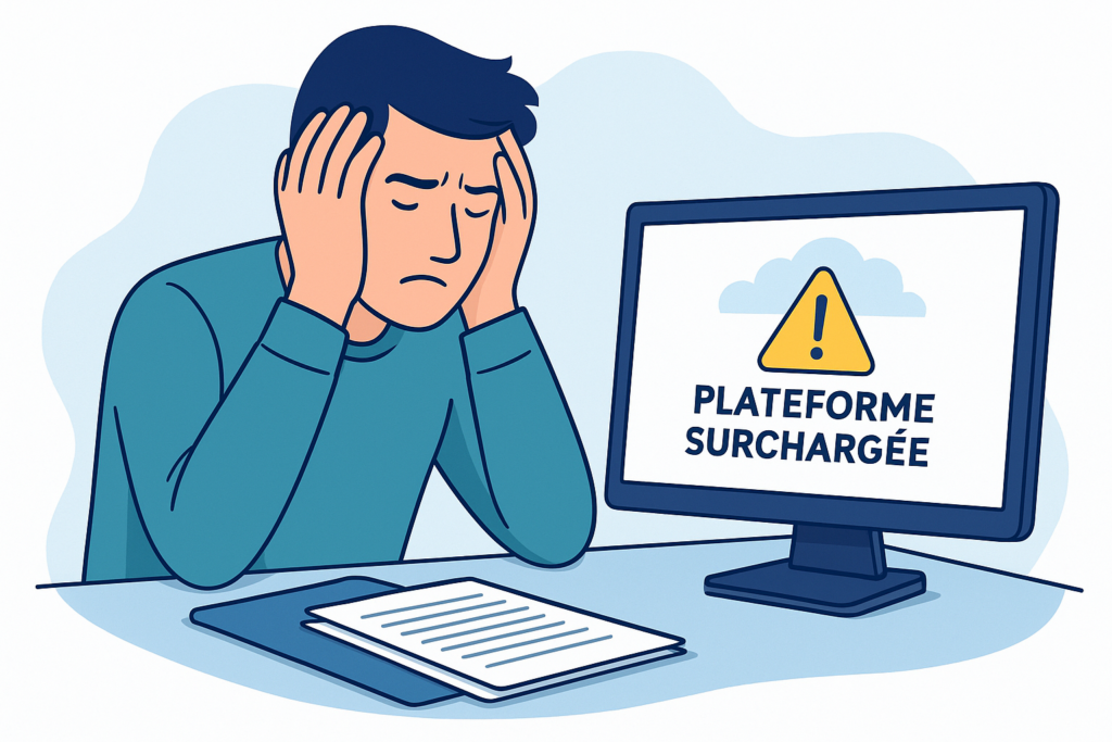 descriptif du visuel homme qui se tiens la tête bug écran